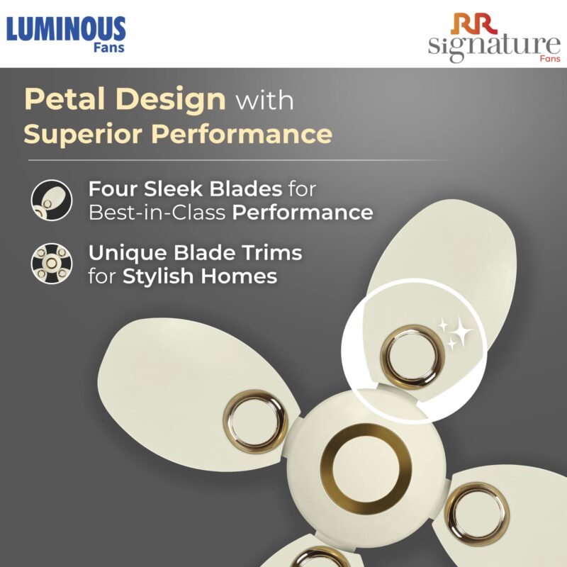 RR Signature PetalAire 600mm High Speed Ceiling Fan for Home and Office (3 + 2 Year Warranty, Ivory) - Image 5