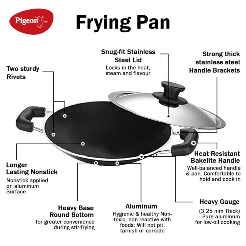 Pigeon Special Non-Stick Appachetty with Lid, 200mm, Black - Image 8