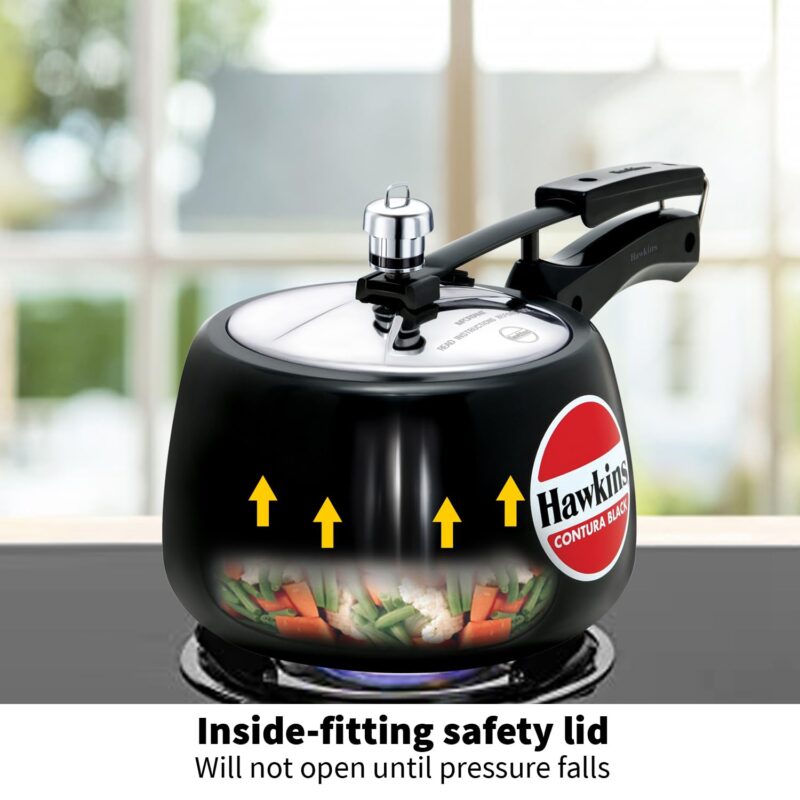 Hawkins 3 Litre Contura Black Pressure Cooker, Hard Anodised Inner Lid Cooker, Handi Cooker, Black (CB30) - Image 9