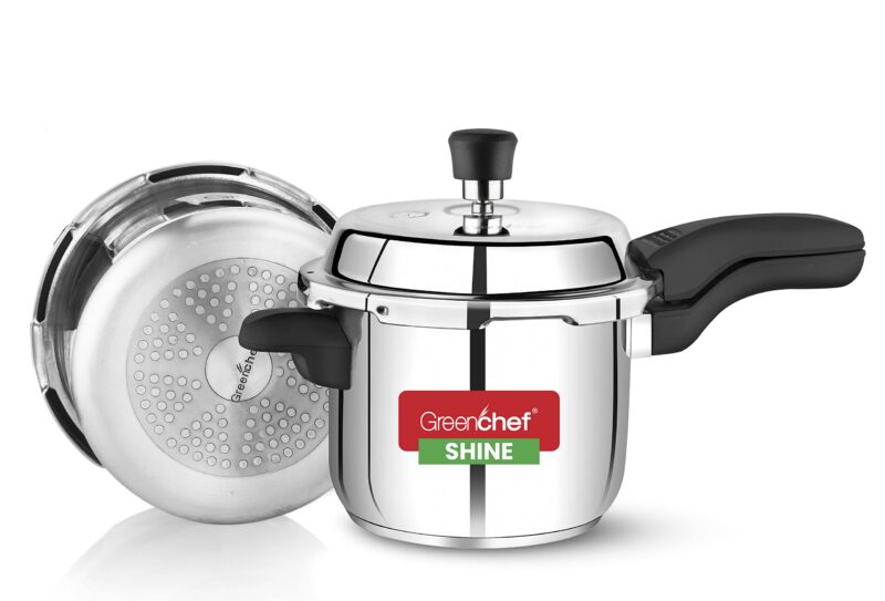 GREENCHEF Shine outer lid Stainless steel Pressure cooker 3 litre Induction Compatible - ISI Certified - Image 3