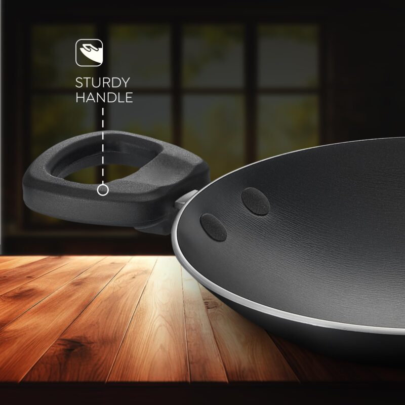 Judge by Prestige Everyday Appachatty with Lid 0.8 L Capacity 20 Cm Diameter (Aluminium|Non-Stick), Black - Image 2