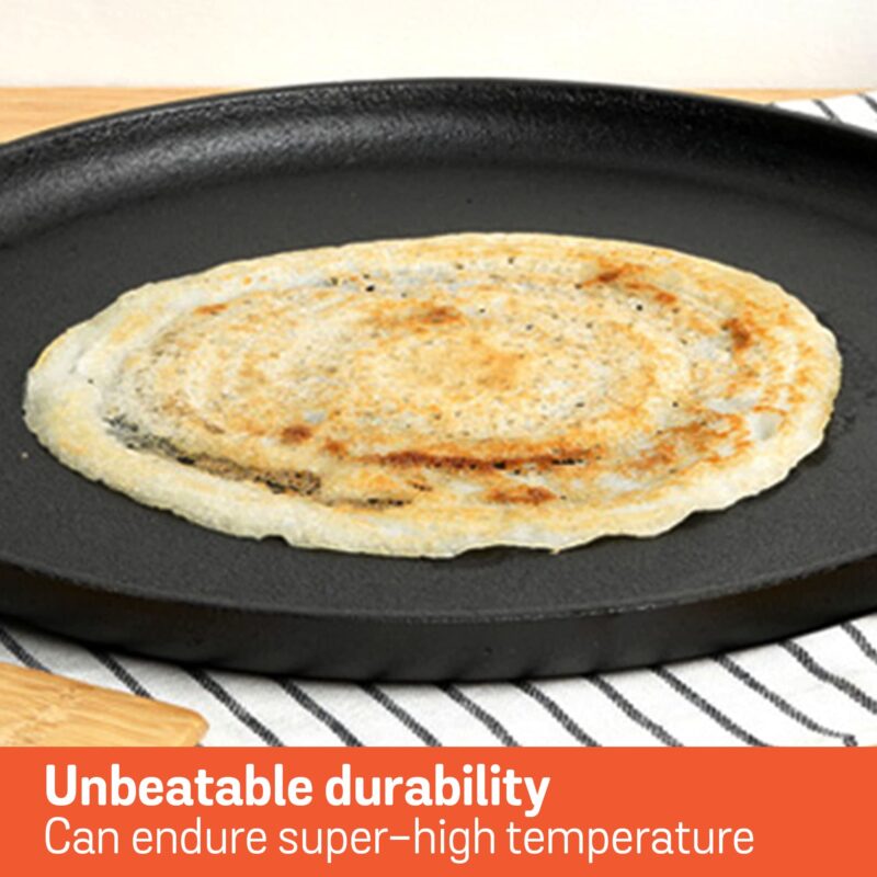 Meyer Pre-Seasoned Cast Iron 2 in 1 Grill and Griddle Pan | Cast Iron Tawa for Dosa | Iron Cookware for Kitchen | Roti Tawa Cast Iron | Cast Iron Grill Pan | Iron Tava Big Size, 30cm, Black - Image 5