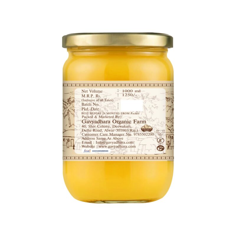 Gavyadhara A2 Desi Cow Ghee | Traditionally Made | 1Ltr Glass Jar - Image 3