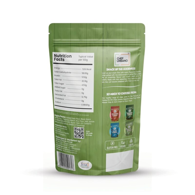15x  Chef Urbano Oats Chips Cream & Onion - 85g each - Pack of 15 - Image 2