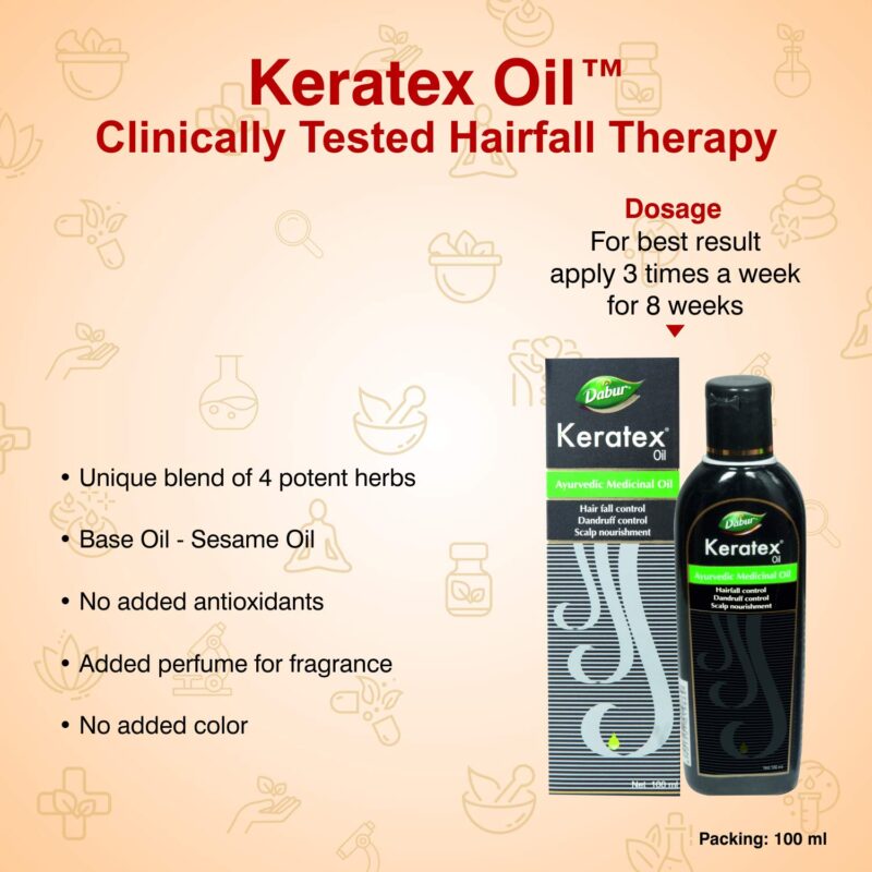 Dabur Keratex Oil - 100ml | Ayurvedic Medicinal Oil | Reduces Hairfall | Controls Dandruff | Nourishes Scalp | Strengthens Hair Root - Image 4