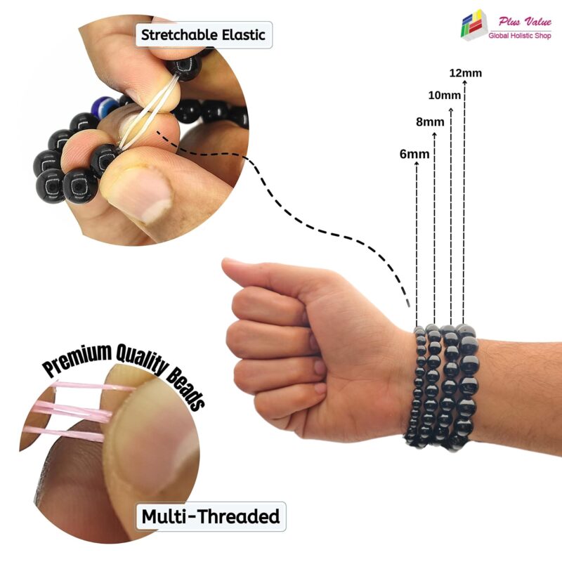 Plus Value Pyrite Bracelet Money Magnet Abundance Wealth Bracelet for Men Women Boys and Girls Reiki Healing Chakra (Beads Size: 8mm, Jute Bag) - Image 2