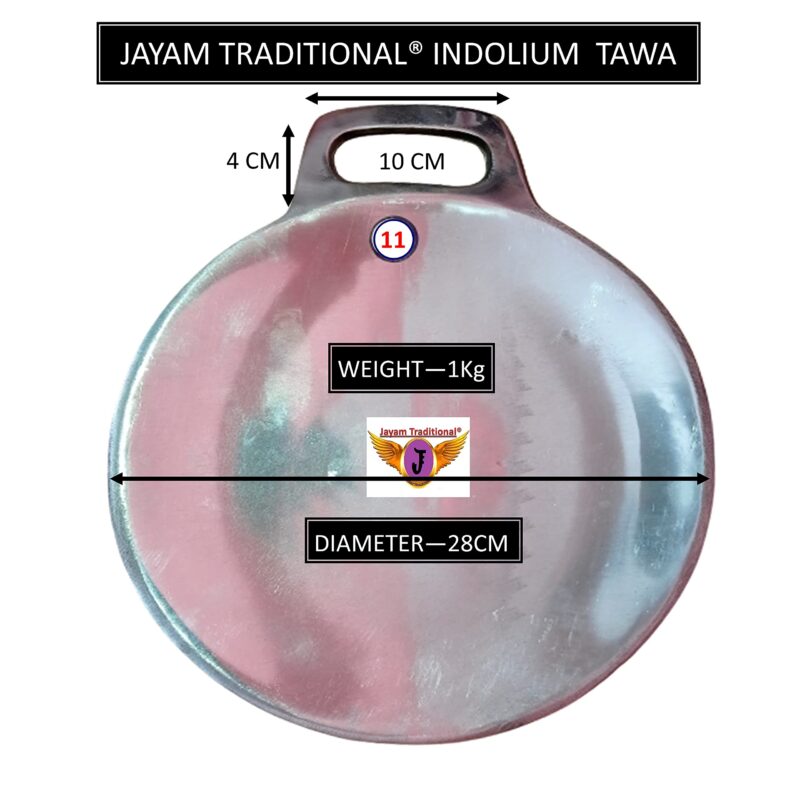 Jayam Traditional INDOLIUM/INDALIUM TAWA/Diameter 11" with Turner - Image 5