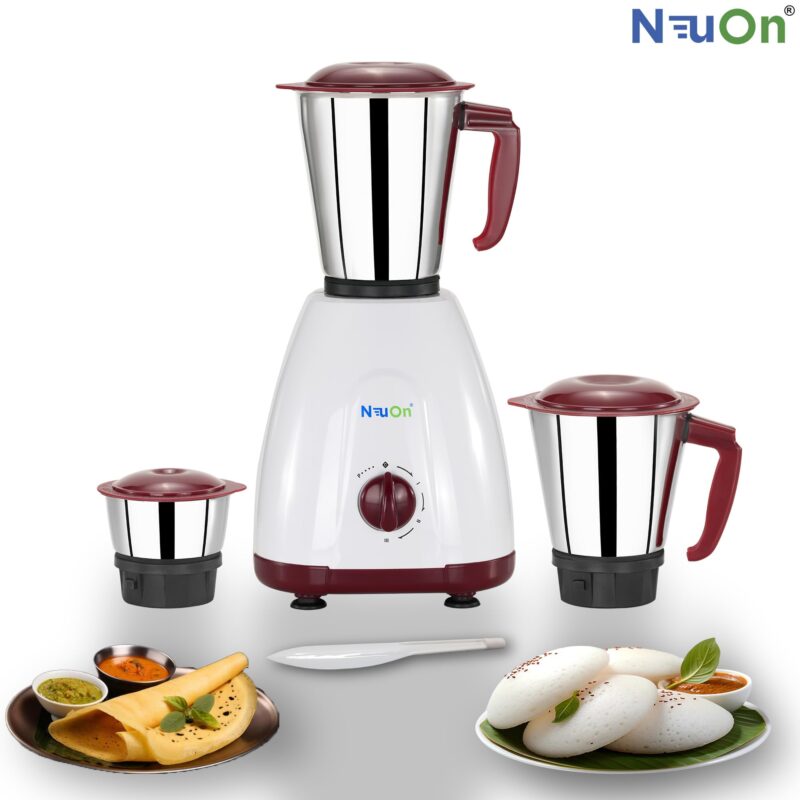 neuon Elite 500 Watt Mixer grinder for Kitchen with 3 Jars Countertop Blender with 3 Speed Levels Stainless Steel Blade Multipurpose Grinding Wet & Dry Masala Chutney and Smoothie - Image 5