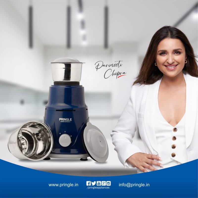 Pringle Crest 2 Jar Mixer Grinder 500W Powerful Motor[ISI] Certified-304 Grade Stainless Steel Blade| 2 Stainless Steel Jars(1 Litres) Chutney Jar (0.25 Litres)3 Speed -Blue - Image 7