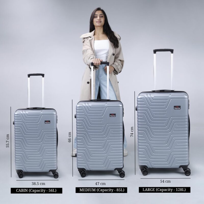 WAYWISE ScaleX Checkin Luggage|India's First Built in Weighing Scale Handle| M-65cm|TSA Lock | Poly-Carbonate Hardsided Anti-Scratch| 8 Wheel Luggage |with Laundary Bag |5 Years Warranty (Silver) - Image 2