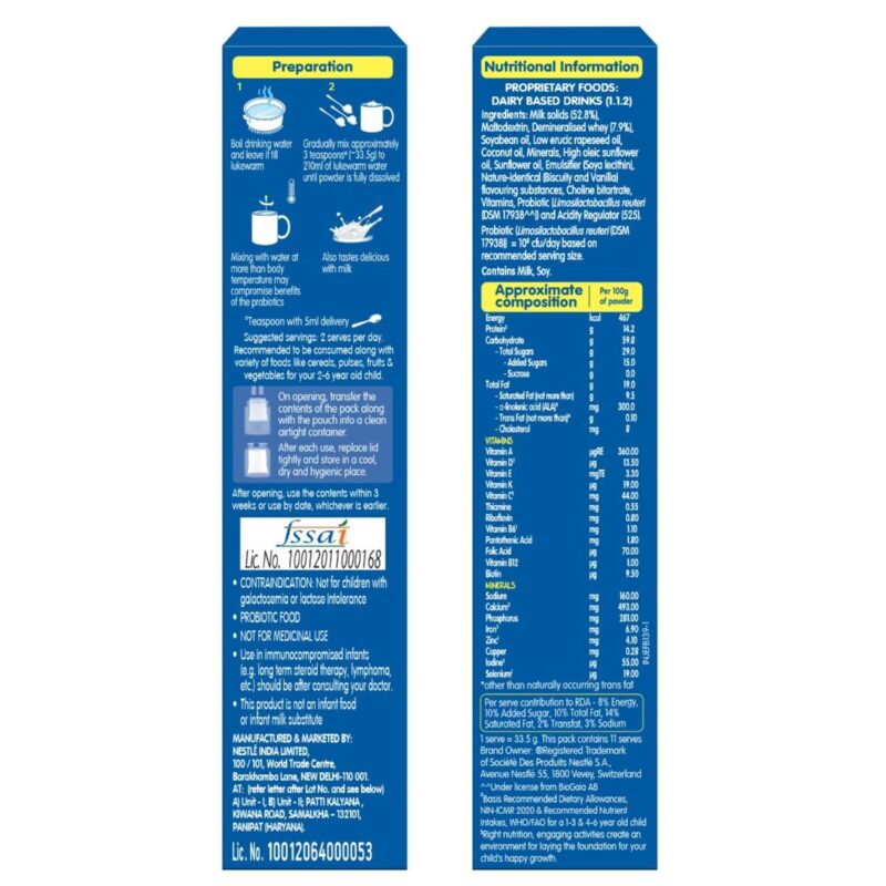 Nestle LACTOGROW Nutritious Milk Drink Powder | Biscuity Vanilla Flavour (2 - 6 Years), 400g, Bag-In-Box Pack - Image 5