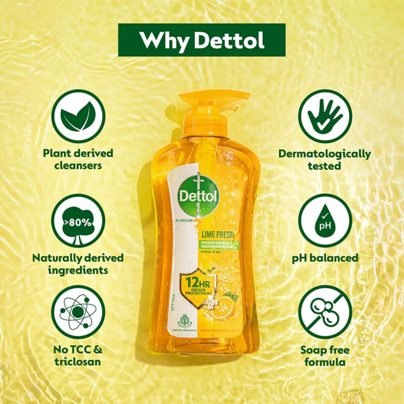 Dettol Body Wash and Shower Gel, Lime fresh-500ml,Pack Of 2 - Image 6