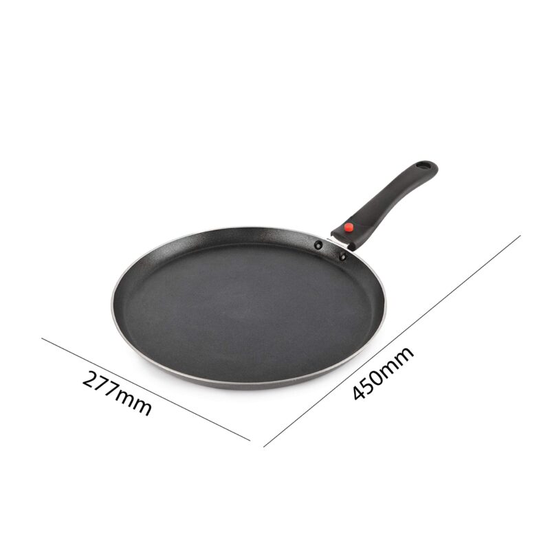 Cello Non Stick Dosa Tawa Induction Base with Detachable Handle, 280 mm Hammered Toned,Aluminium, Black - Image 2