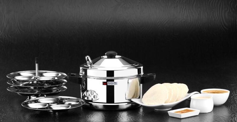 Butterfly Stainless Steel Idli Cooker, Idly Maker Set with 4 Plates, 16 Idlies, Silver, Standard, 4 Liters - Image 4