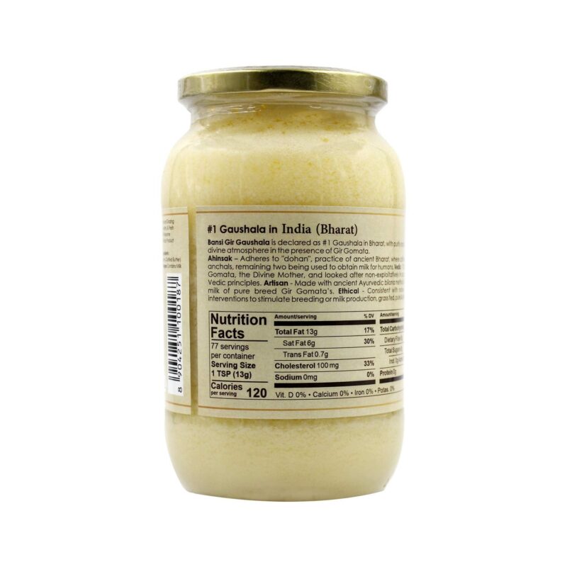 Gir Ahinsak Gau Ghee – Vedic, Ethical, Desi Pure Breed Gir Gaumata (A2), Bilona, Grass-Fed, non-GMO – Good for Health, 1 liter - Image 3