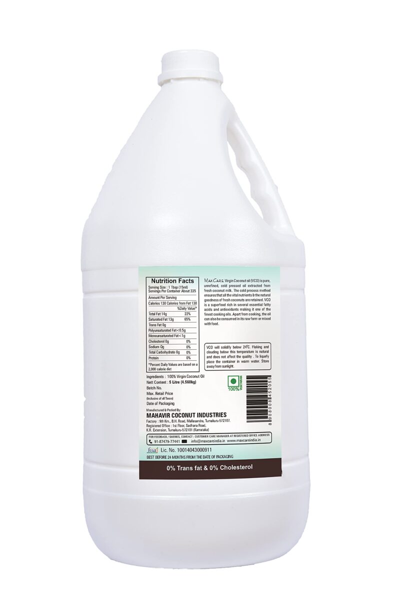 Maxcare Virgin Coconut Oil (Cold Pressed) 5L Can - Image 4
