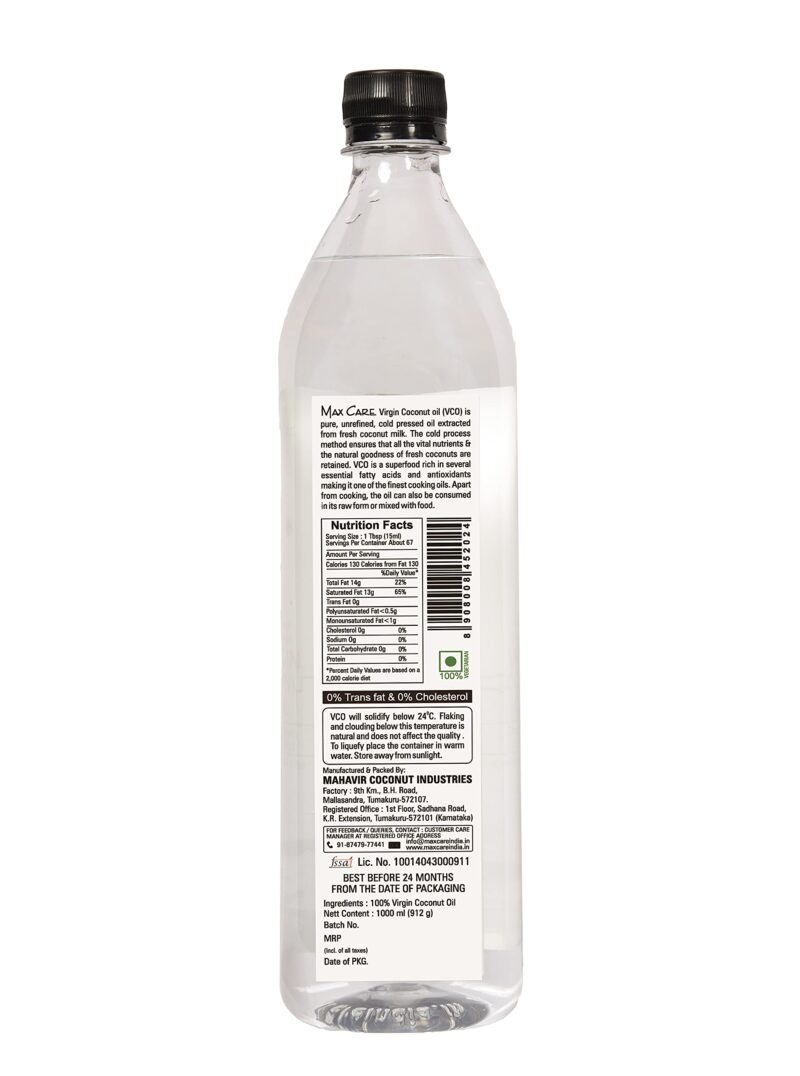 Max Care Virgin Coconut Oil (Cold Pressed) 1000ML - Image 3