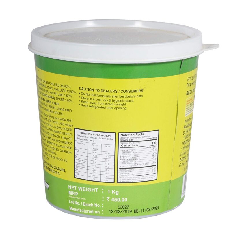 Namjai Green Curry Paste - 1 KG - Image 6