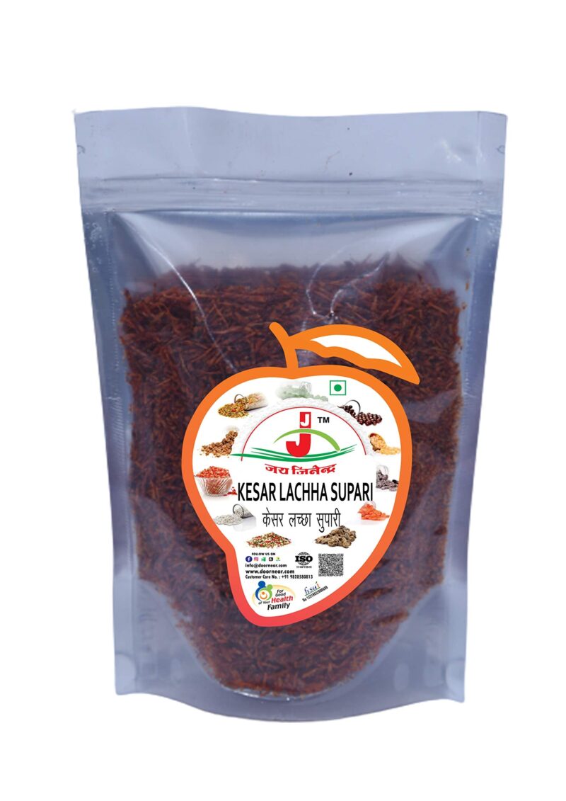 Jai Jinendra Home Made Sweet Kesar Lachha Sali Supari | 100gm Gram Packet | Fresh Natural Mouth Freshener (Mukhwas) | Betel Areca Nut - Image 2