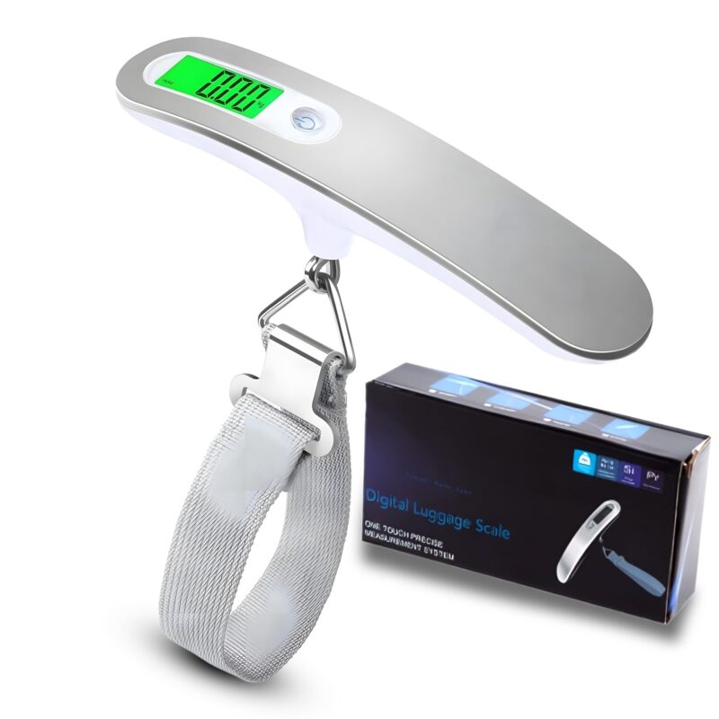 Trajectory Digital Luggage Scale with LCD Display Capable Up To 50 Kg - Precision Weighing for Bags in Airport Baggage Check-in, Travel, Flights, Home, and Grocery Shopping A1 Silver