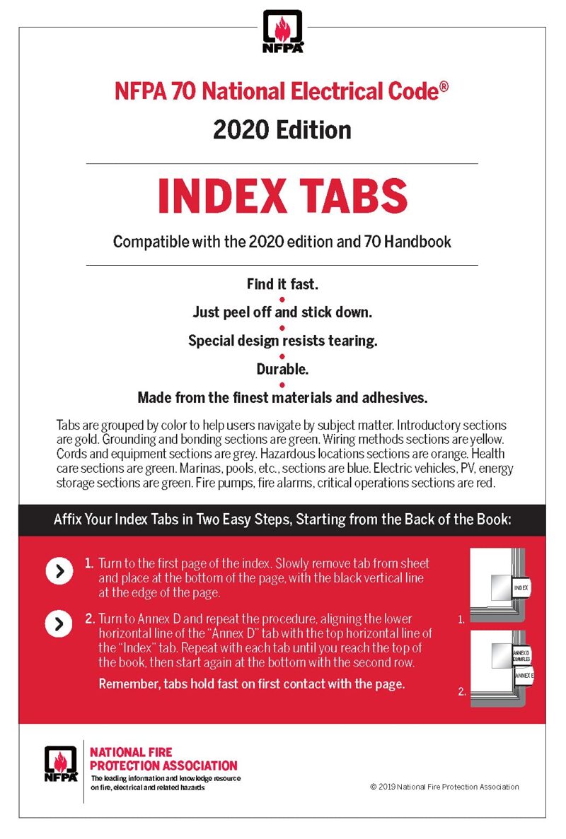 NFPA 70, National Electrical Code, 2020 Edition, with Index Tabs - Image 2