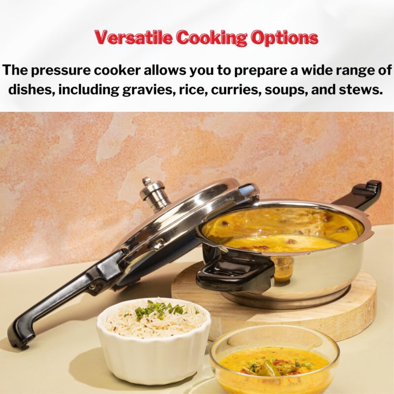Vinod 18/8 Stainless Steel Pressure Cooker Outer Lid 3 Litre | Unique Sandwich Bottom Cooker | Induction and Gas Base | ISI and CE certified | 2 Years Warranty - Image 8