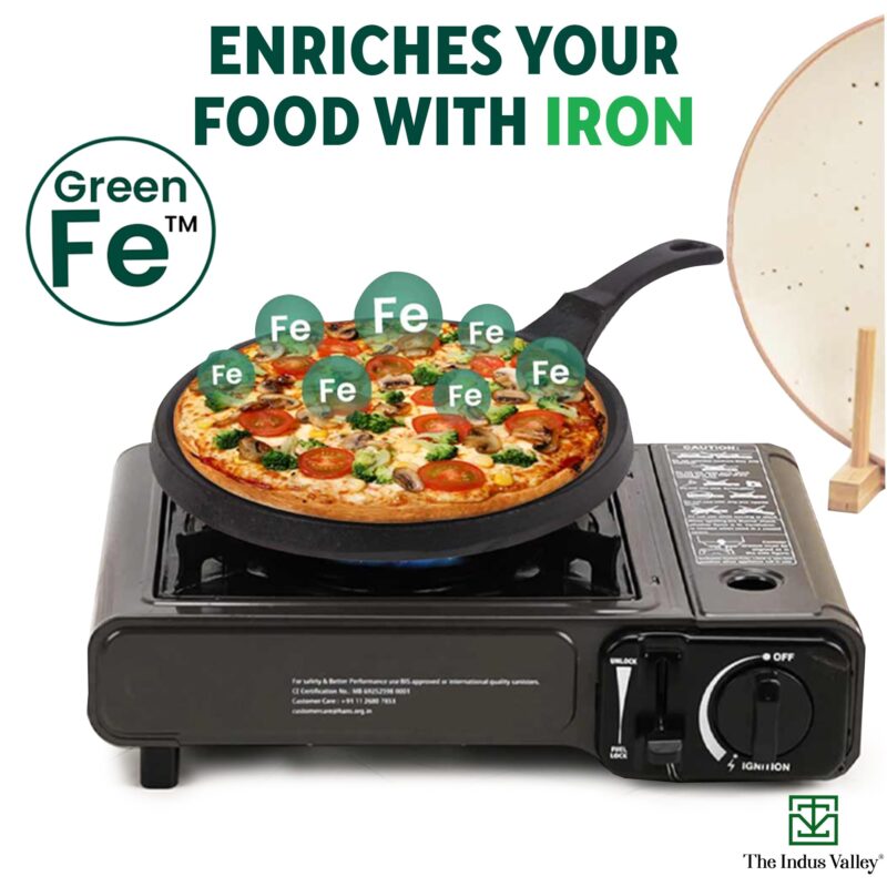 The Indus Valley Pre-Seasoned Cast Iron Tawa for Dosa/Chapathi with Silicone Grip | 25.5cm/10 inch, 2.1kg | Induction Friendly | Naturally Nonstick, 100% Pure & Toxin-Free, No Chemical Coating - Image 6