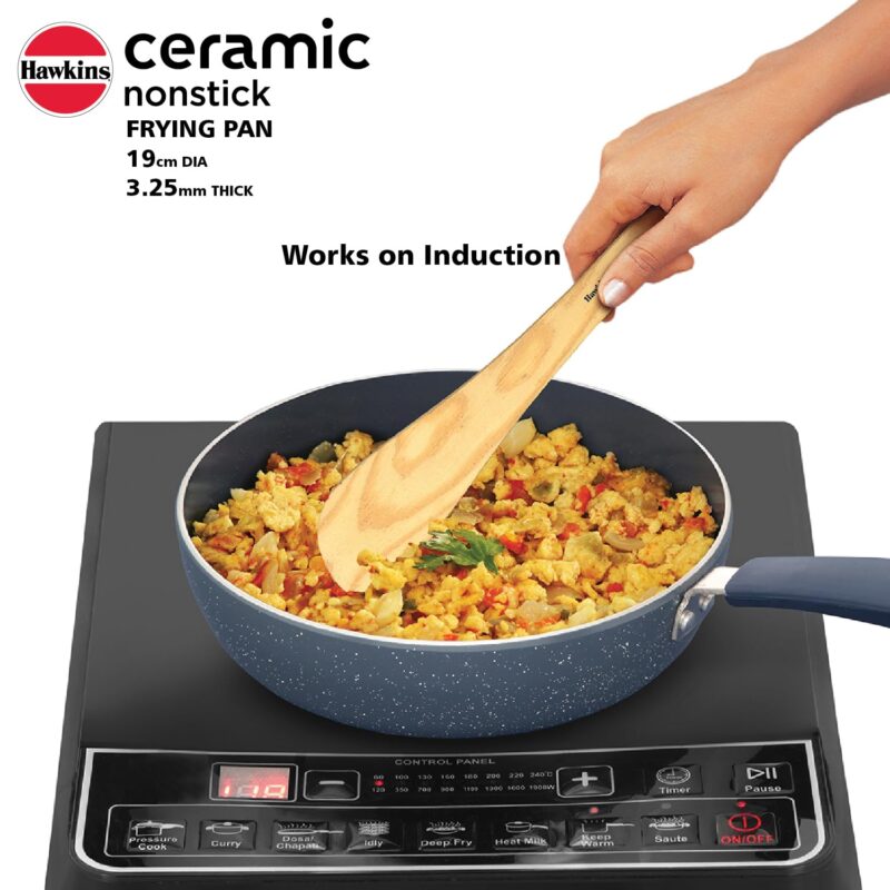 Hawkins Ceramic Nonstick Frying Pan, 19 cm Diameter, Induction Fry Pan with Glass Lid, Granite Omlette Egg Pan, Fish Pan (ICF19G) - Image 5