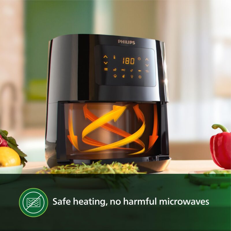 PHILIPS Digital Air Fryer HD9252/90 with Touch Panel, uses up to 90% less fat, 7 Pre-set Menu, 1400W, 4.1 Liter, with Rapid Air Technology (Black), Large - Image 2