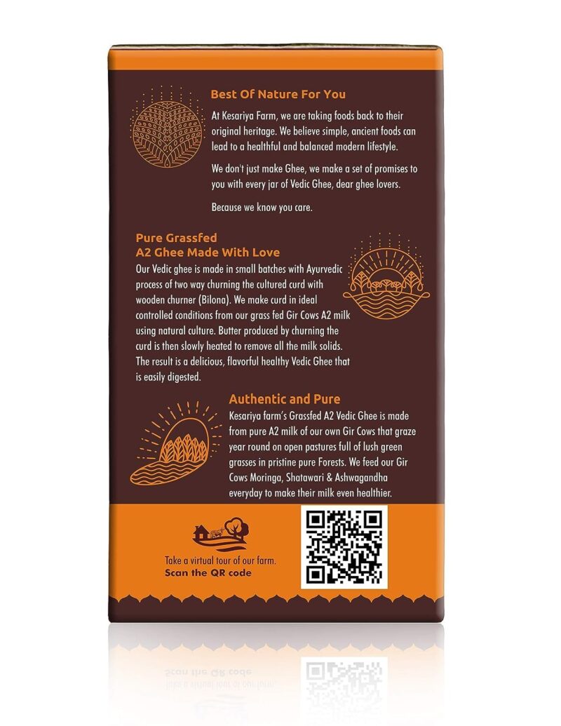 Vedic Ghee Premium A2 Gir Cow Cultured Desi Ghee from Kesariya Farm | Vedic Bilona Two Way Churned | Indian Gir Cow Ghee, Pure A2 Ghee, Natural & Healthy, Non-GMO | Lab Certified (1L) - Image 7