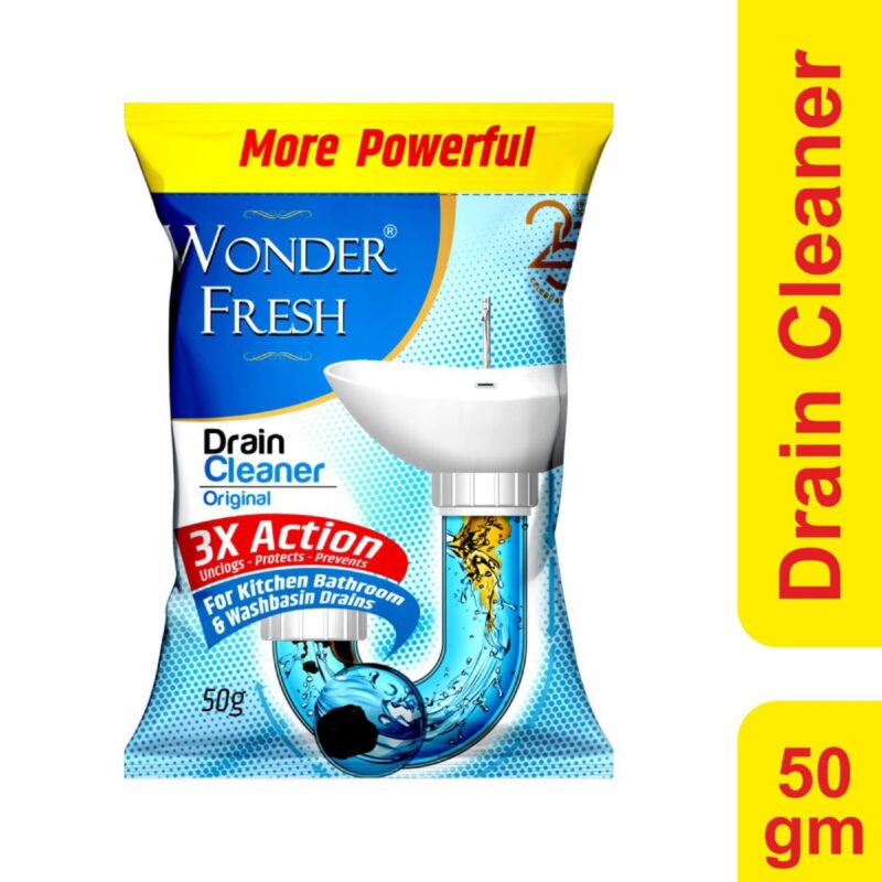 Wonder Fresh Drain Cleaner Powder | Effective Sink Cleaner | Drain Blockage Remover | Wash Basin & Toilet Cleaner | Removes Blockages in Pipes, Sinks & Septic Tanks | 50g (Pack of 20) - Image 2