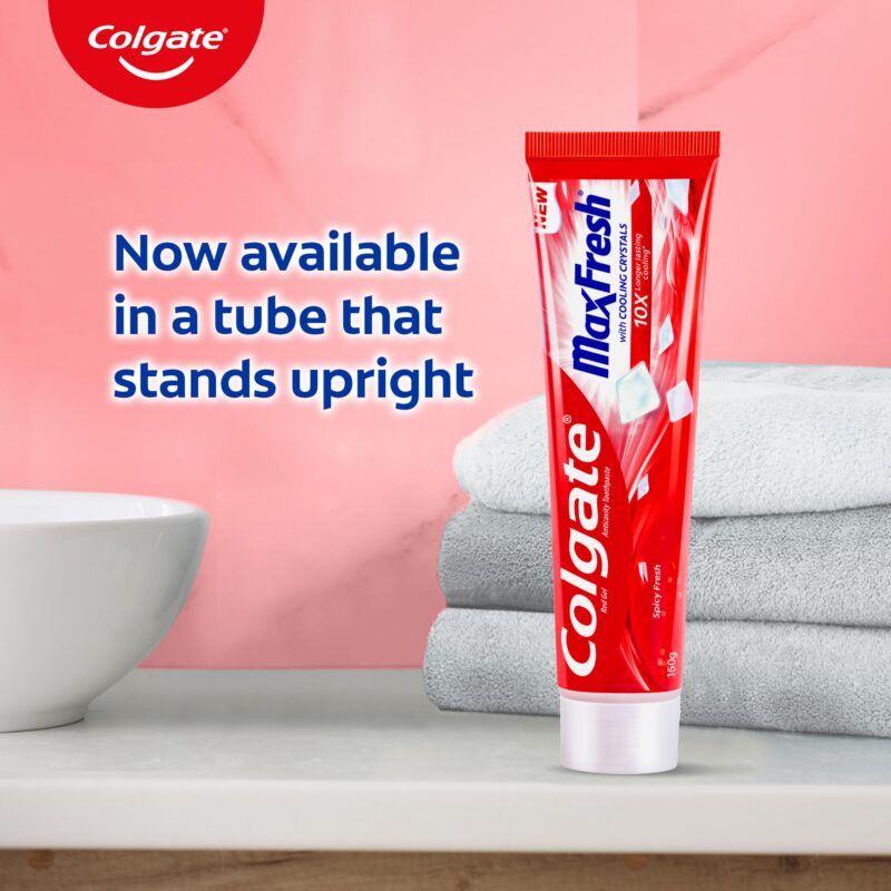 Colgate MaxFresh Toothpaste, Red Gel Tooth Paste with Menthol for Super Fresh Breath, 300g, 150g X 2 (Spicy Fresh) (Combo Pack Offer) - Image 5