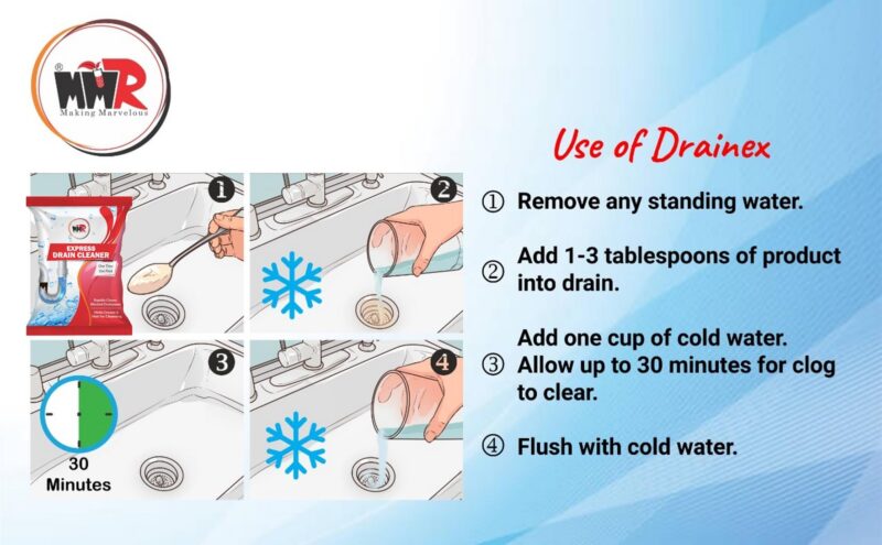 MMR Making Marvelous Drain-Insta All Pipe Safe Express Drain Cleaner powder Clear Clogged Sinks & Pipes (50gm, Pack Of 10) - Image 3