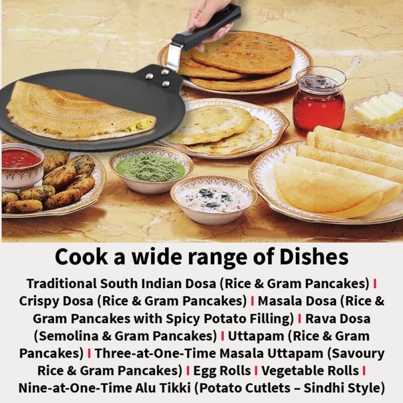 Hawkins Futura 30 cm Dosa Tava, Non Stick Dosa Tawa, Induction Dosa Tawa, Black (INDT30) - Image 4
