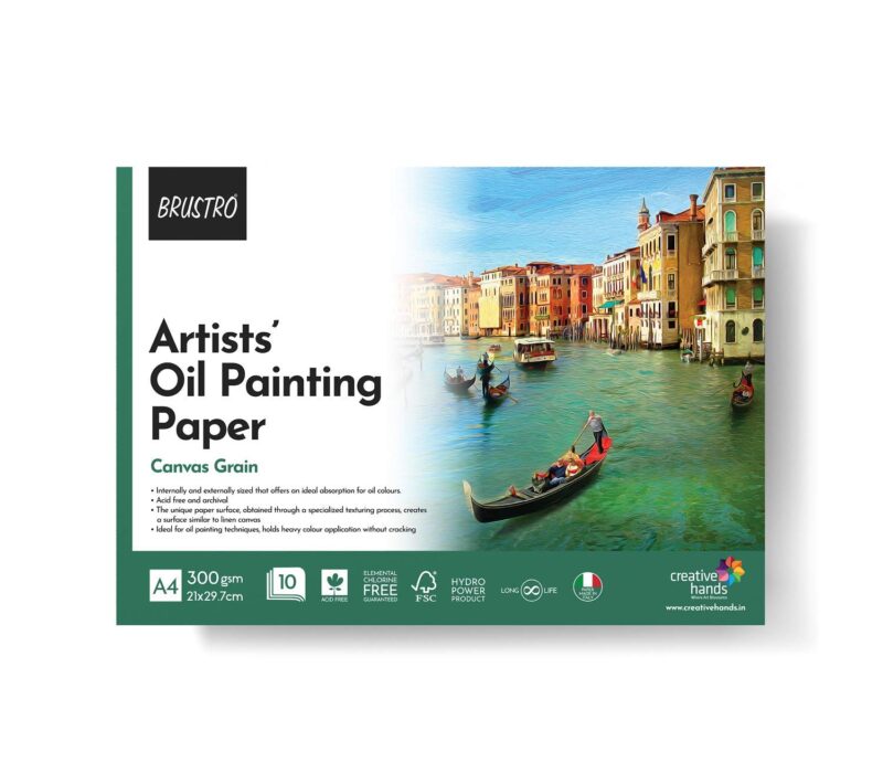 BRUSTRO Artists' Oil Painting Paper 300 GSM A4 Glued Pad 10 Sheets - Image 2