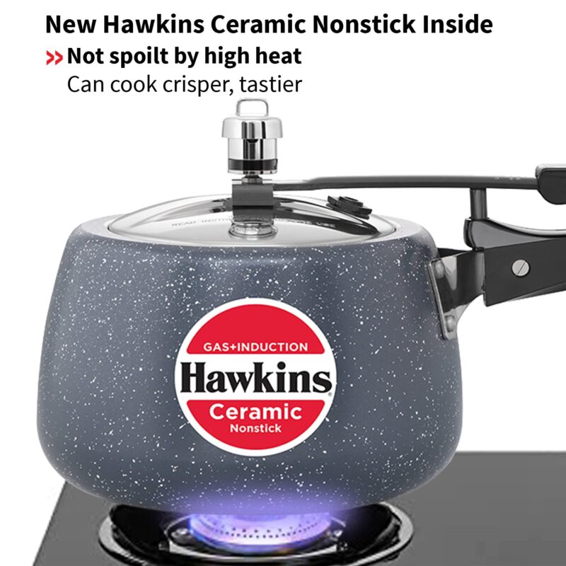 Hawkins 3 Litre Ceramic Nonstick Pressure Cooker, Induction Inner Lid Cooker, Granite Contura shaped Cooker, Best Cooker, Blue (ICC30) - Image 8