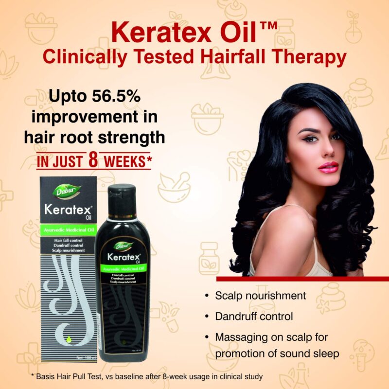 Dabur Keratex Oil - 100ml | Ayurvedic Medicinal Oil | Reduces Hairfall | Controls Dandruff | Nourishes Scalp | Strengthens Hair Root - Image 3