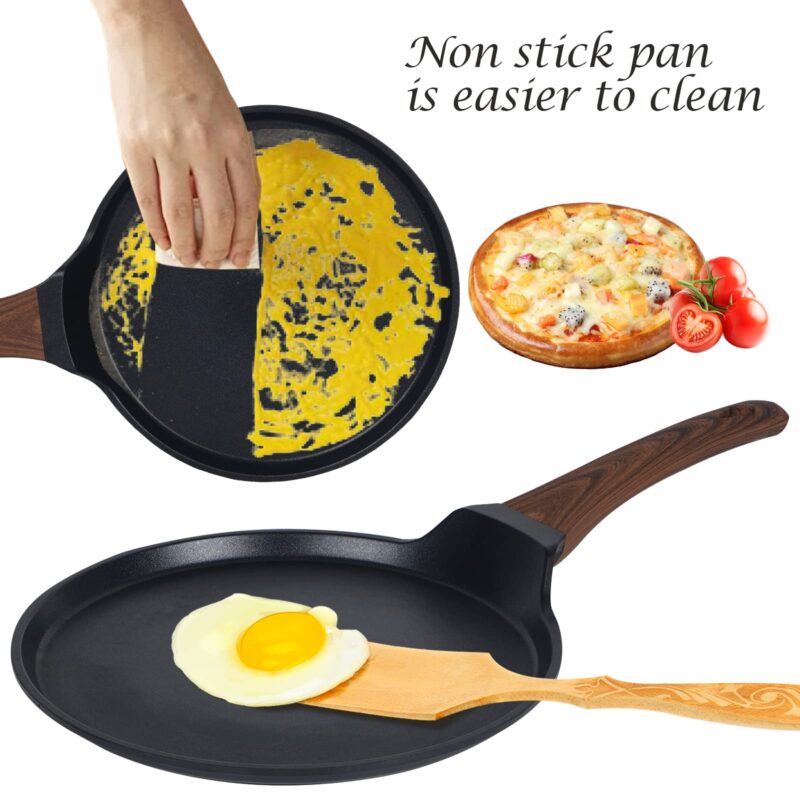 Vinchef Nonstick Crepe Pan, 11inch Skillet Pan for Dosa Tawa Omelette Tortillas Crispy Pancake, Griddle Pancake Pan, PFOA FREE and Induction Compatible - Image 6