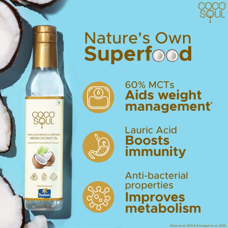 Coco Soul Cold Pressed Unrefined Virgin Coconut Oil | 60% MCT | Multipurpose Usage | Daily Cooking| Keto Friendly | Naturally Cholesterol Free | A1 grade real coconut | From Makers of Parachute 250 ml - Image 9