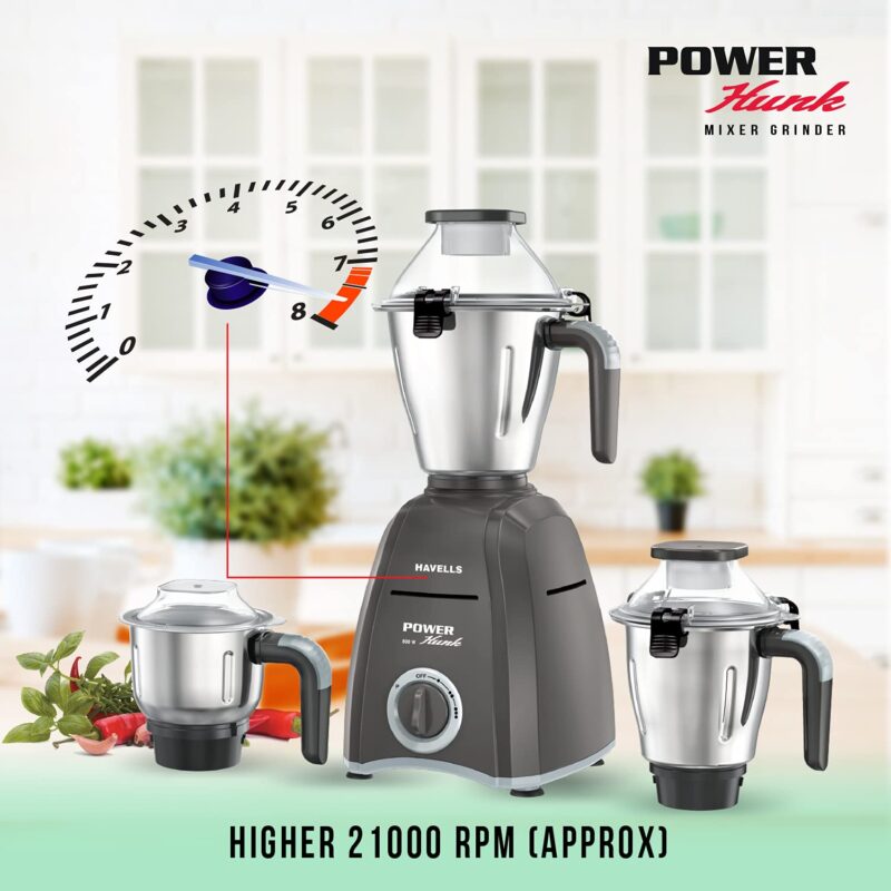 Havells Stainless Steel Power Hunk 3 Jar, White - Image 7