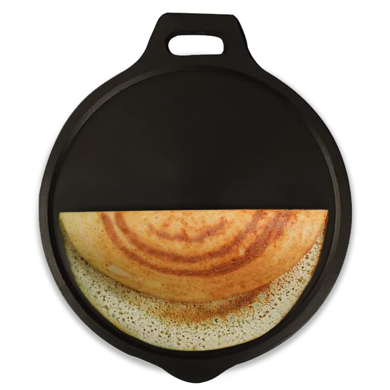 The Indus Valley Super Smooth Cast Iron Tawa for Dosa/Chapathi | 27.6cm/10.8 inch, 2.8kg | Induction Friendly | Naturally Nonstick, Pre-Seasoned Tawa, 100% Pure & Toxin-Free, No Chemical Coating