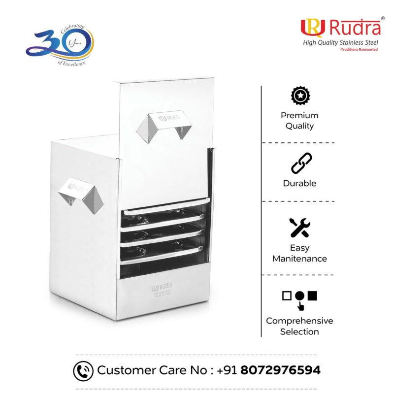 Rudra Stainless Steel Square idly cooker/maker - 6 plates for HOME/Hotel USE, Idli Steamer Set, Gas stove and Induction Stove Compatible Cookware| Made in India - Image 2