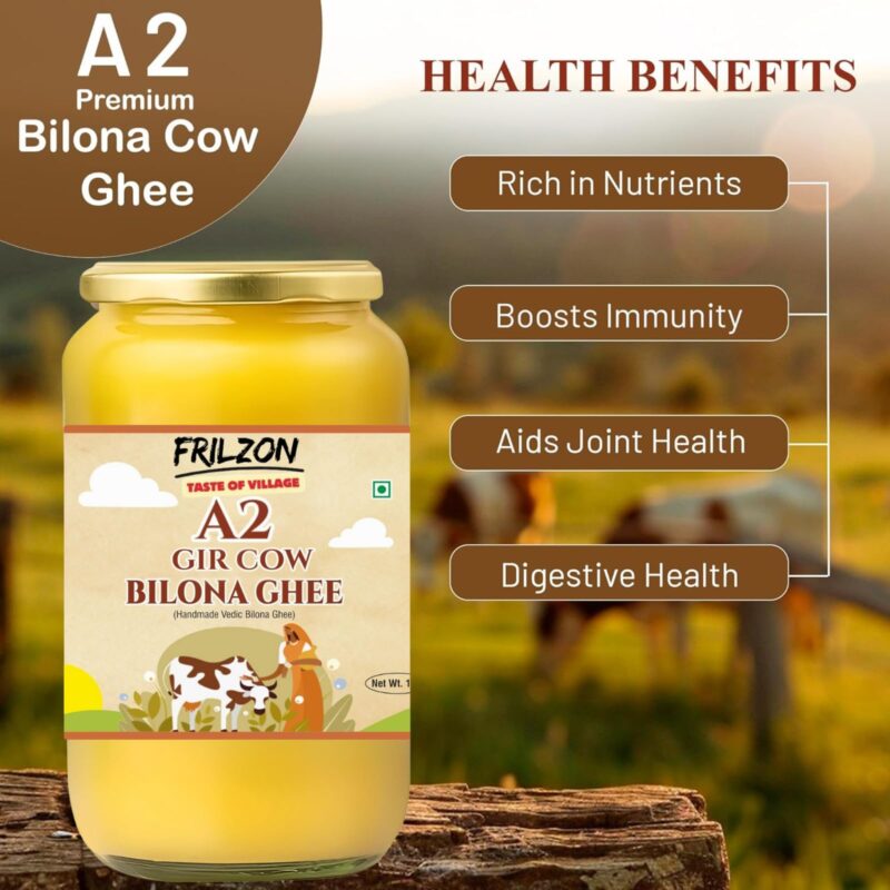 Frilzon A2 Cow Ghee 1 Litre, 100% Pure desi and Natural, Churned from Traditional Bilona Method, Helps Boost Immunity and Digestive Health, A2 Gir Cow Ghee for Cooking and Heart Health - Image 5