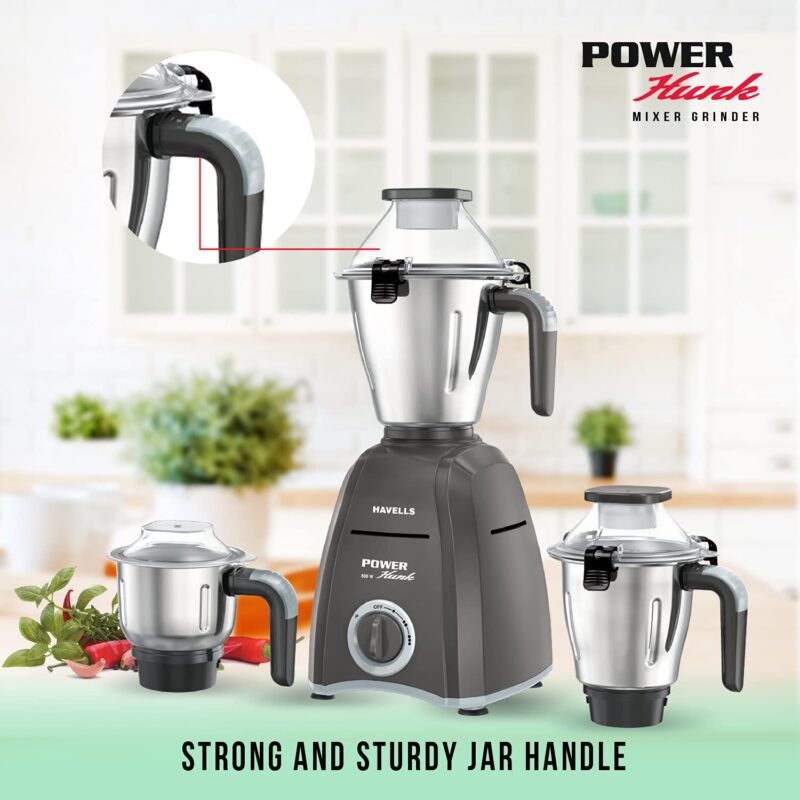Havells Stainless Steel Power Hunk 3 Jar, White - Image 2