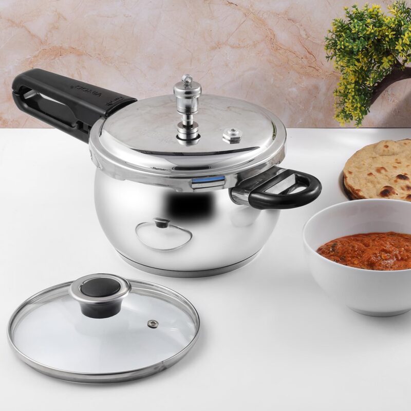 Vinod Splendid Plus Stainless Steel Pressure Cooker Outer Lid 1.5 Litre | SAS Bottom Handi Cooker | Extra Glass Lid | Induction and Gas Base | ISI and CE certified | 2 Years Warranty - Image 3