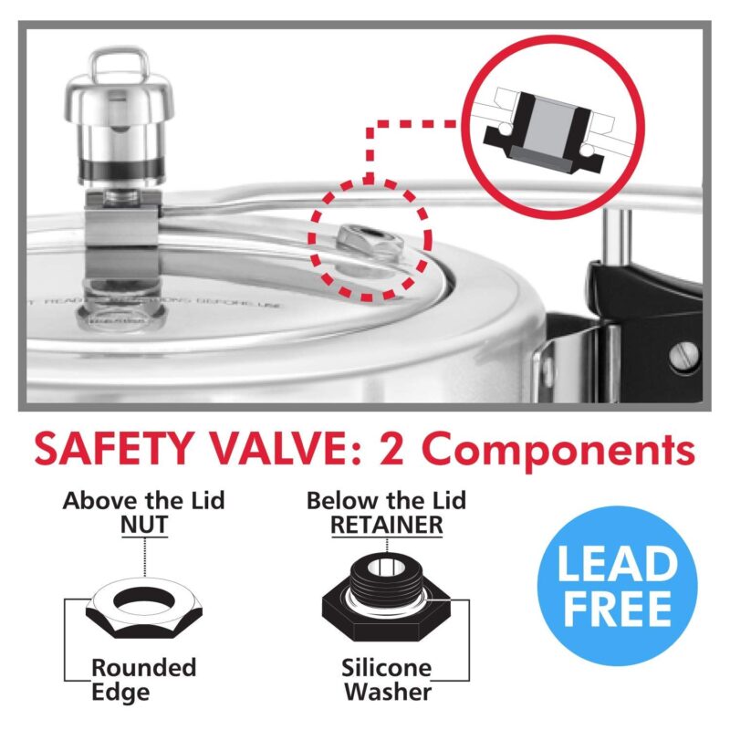 Hawkins Aluminium Safety Valve For All Hawkins Pressure Cookers From 1.5 Litre To 14 Litre, Black, Standard (BP SV), 14 Liter - Image 7