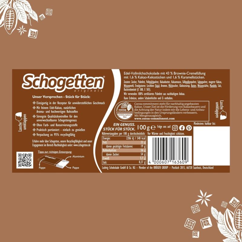 Schogetten Caramel Brownie Chocolate Bar, Practically Individually 100g (Imported) - Image 6