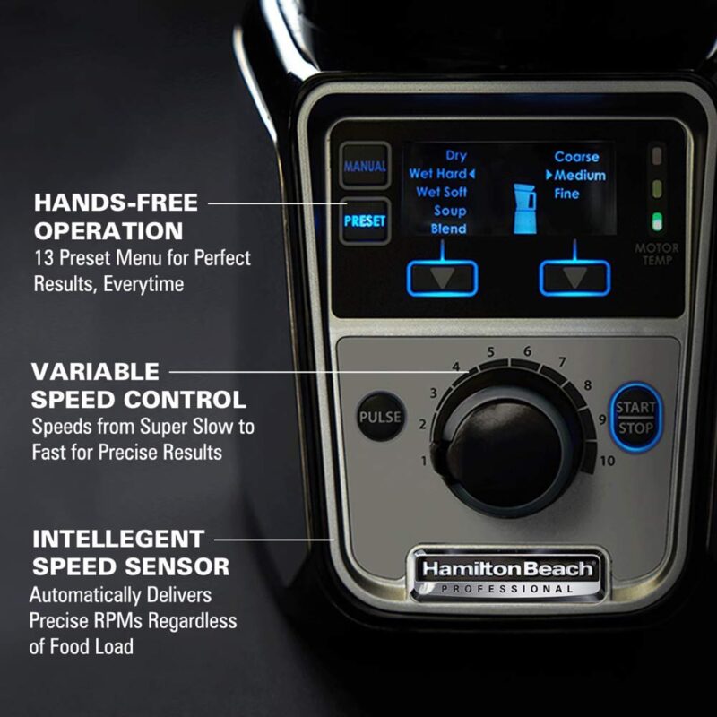 Hamilton Beach Professional Juicer Mixer Grinder 58770-IN, 1400 Watt Rated Motor, Triple Overload Protection, 3 Stainless Steel Leakproof Jars, Triple Safety Protection, Intelligent Controls, Black - Image 3
