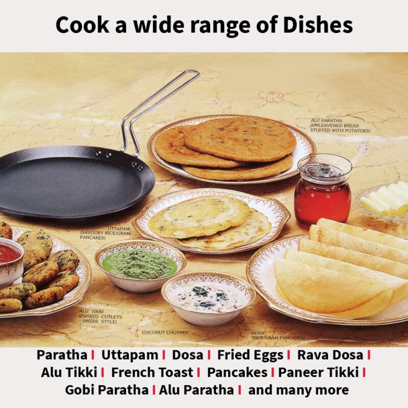 Hawkins Futura 30 cm Flat Tava, Non Stick Tawa with Stainless Steel Handle, Tawa with Rim, Pancake Pan, Flat Pan, Black (NFT30) - Image 4
