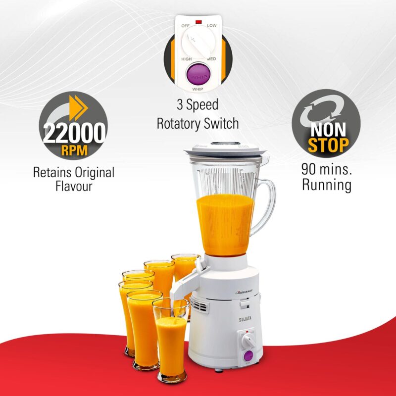 Sujata Megamix 900 Watts Mixer Blender | 22000 Rotations Per Min | 90 Minutes Continuous Running | Versatile Jar 3000 ml - Image 5